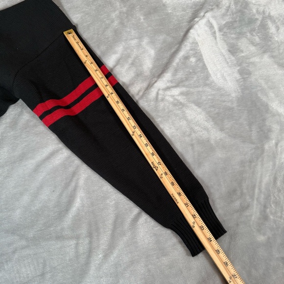 Varsity Striped Cotton Knit Sweater Mens XL Tall Fit (Estimated) Sample Black - Picture 9 of 9